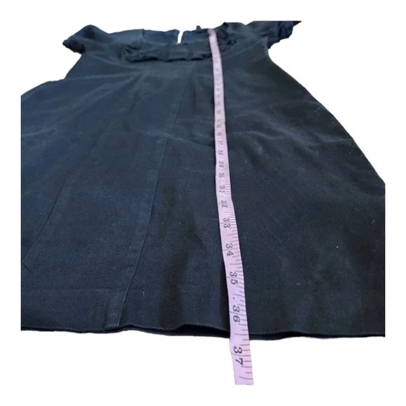 TED BAKER Pleated Pencil Dress Black Short Sleeve Knee Length Womens size 3 m
